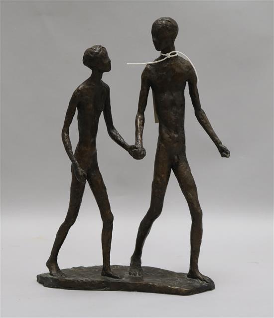 Daphne Hardy Henrion (1917-2003). A bronze, Walking Couple, height 32cm width 23cm